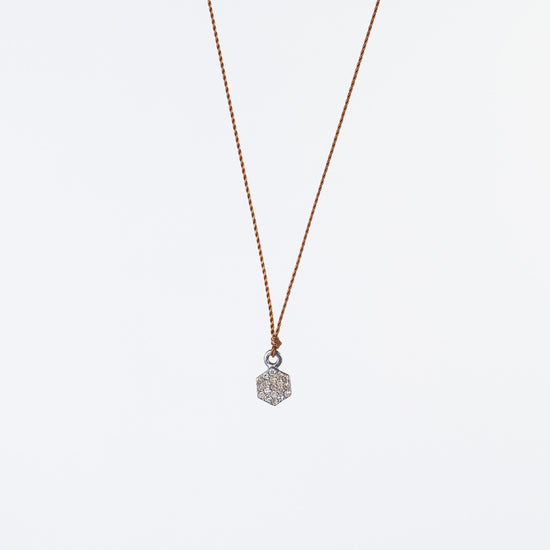 Sterling Silver Pave Diamond Hexagon Necklace