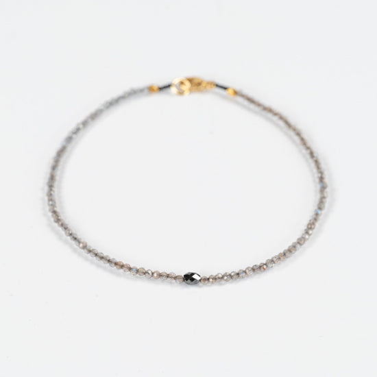 Labradorite + Black Diamond Beaded Bracelet