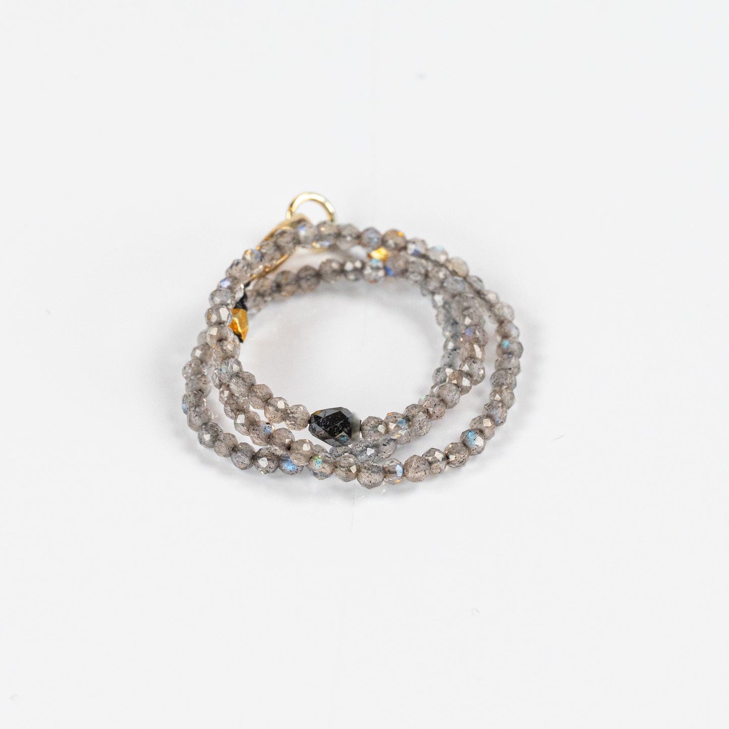 Labradorite + Black Diamond Beaded Bracelet