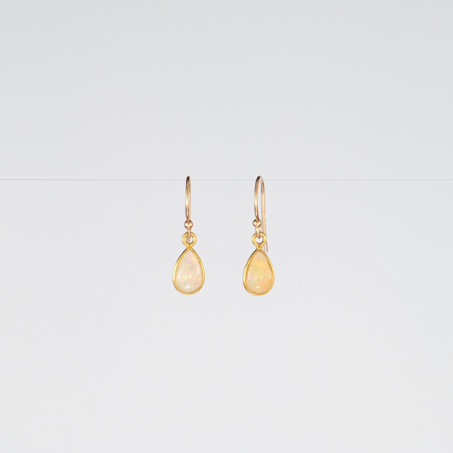 18K Yellow Gold Teardrop Opal Dangle Earrings