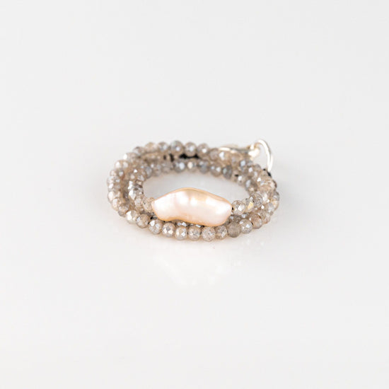 Mystic Moonstone + Pearl Beaded Bracelet