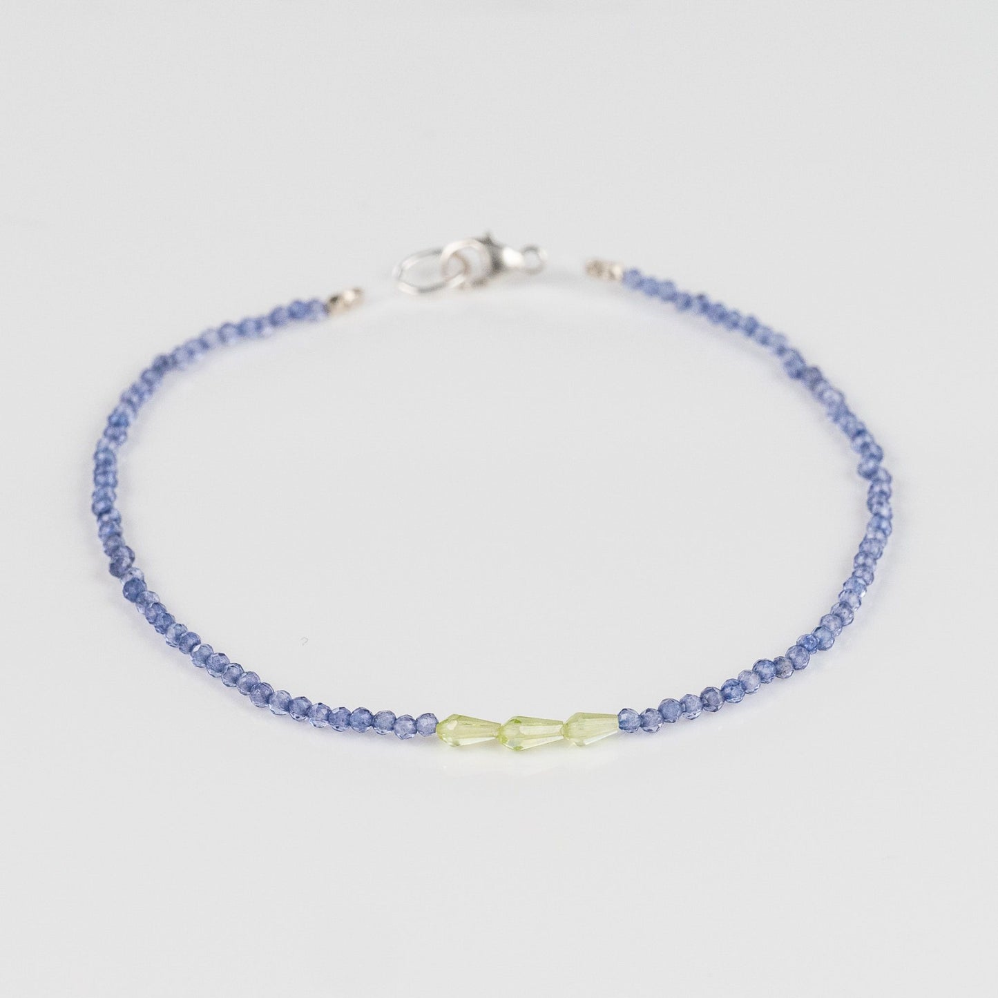 Iolite + Peridot Beaded Bracelet