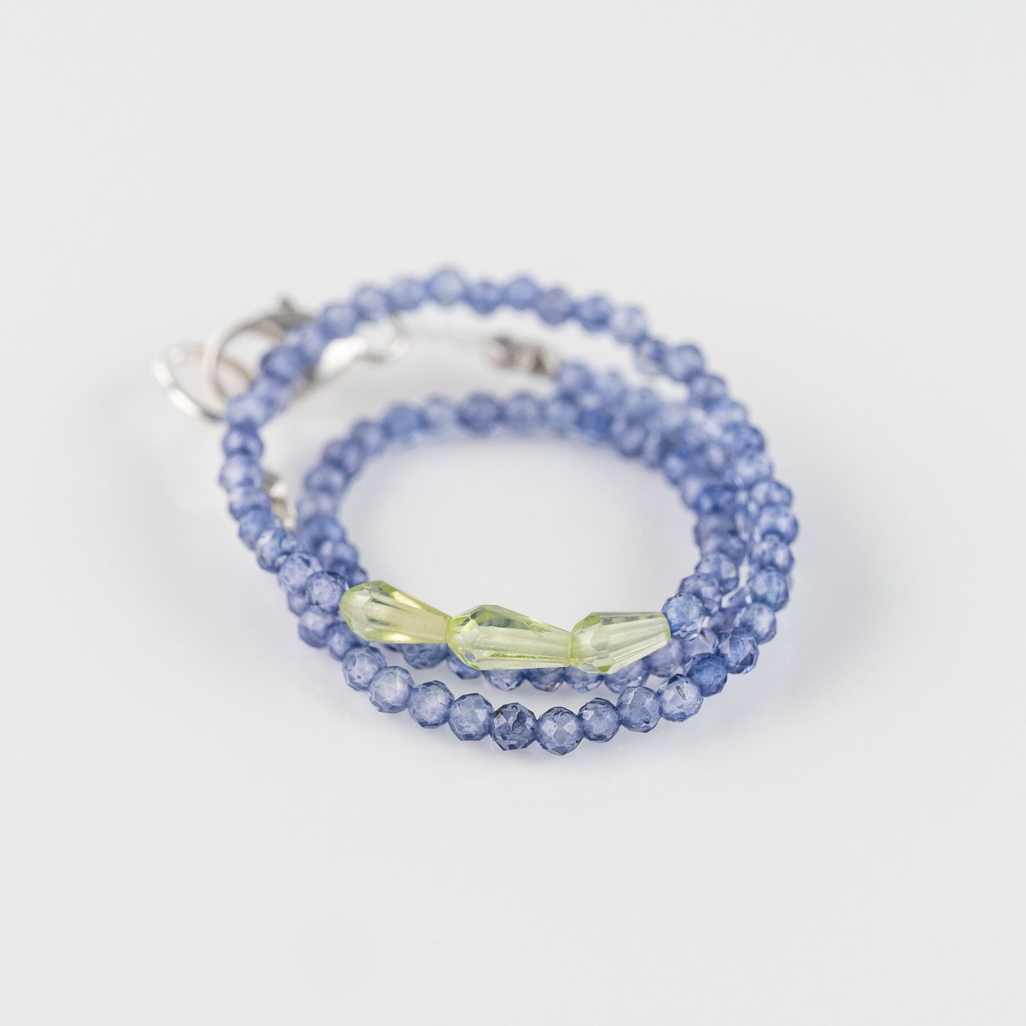 Iolite + Peridot Beaded Bracelet