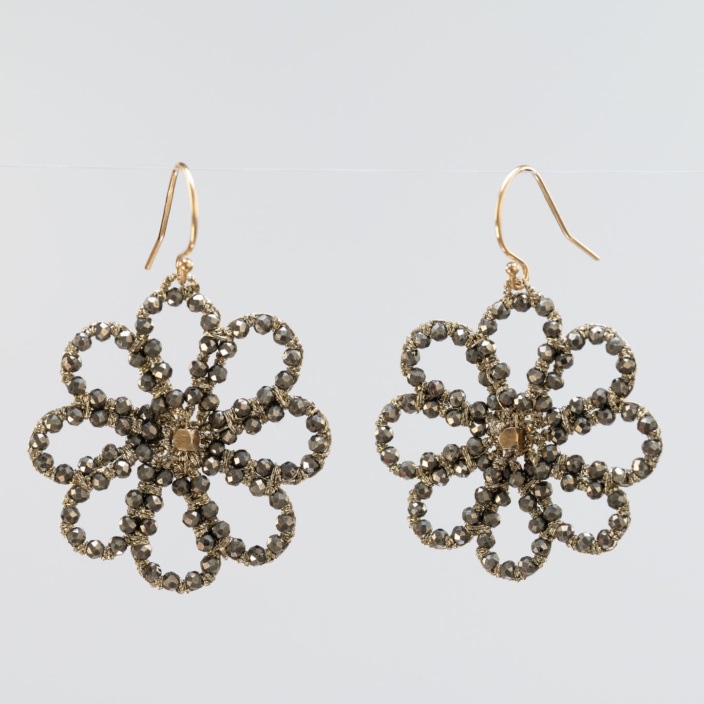 Danielle Welmond Woven Pyrite Flower Earrings