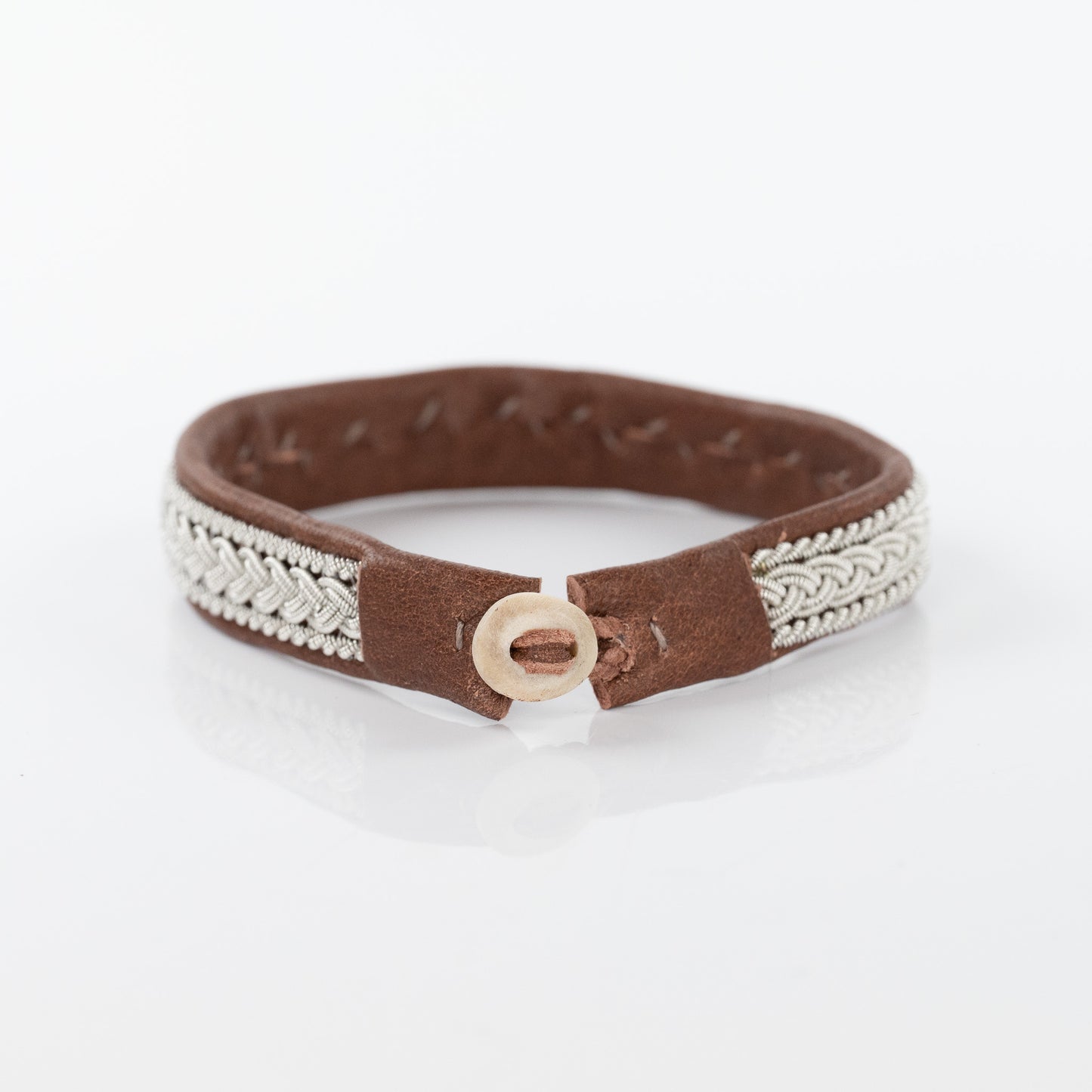 Corfu Double Strand Braid Chestnut Bracelet with Twist Boarder