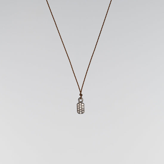 Sterling Silver Pave Diamond Rectangle Necklace