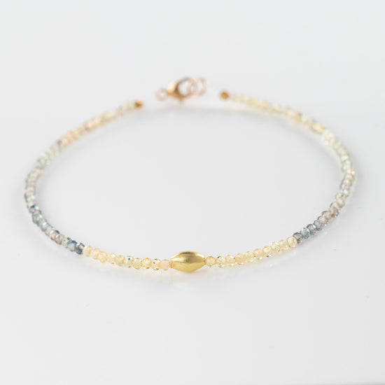 Multi Color Sapphire + 18K Bead Bracelet