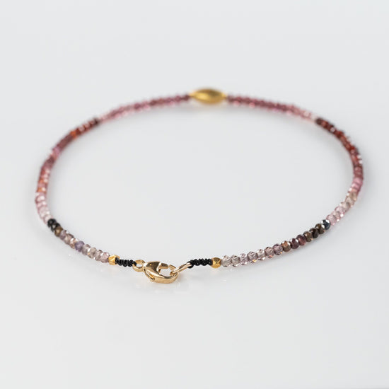 Red Sapphire + 18K Oblong Center Bead Bracelet