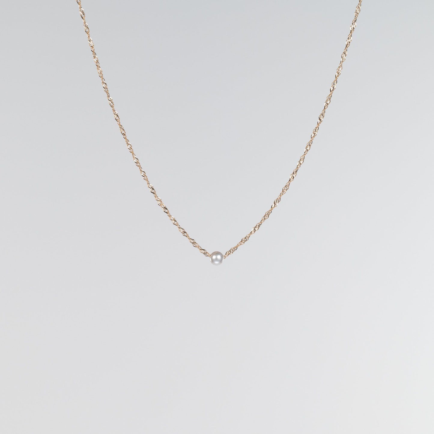 14K Yellow Gold Twist Chain with Pearl