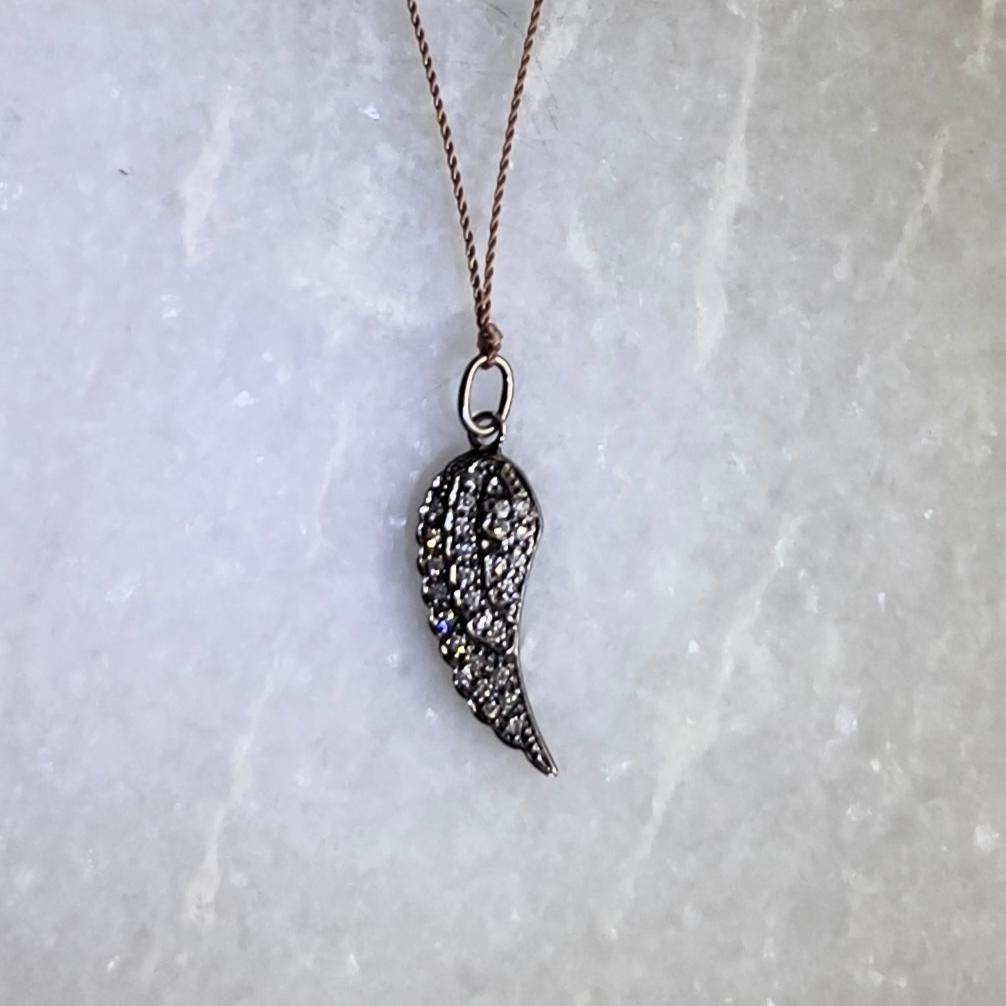 Black Rhodium + Diamond Wing Pendant