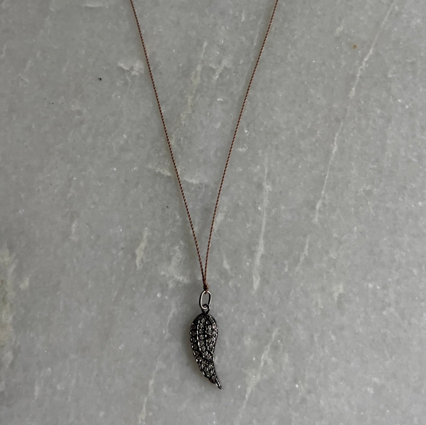 Black Rhodium + Diamond Wing Pendant