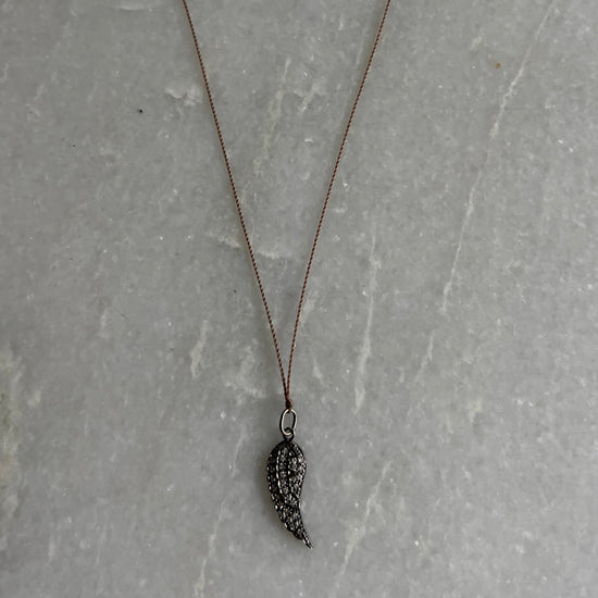 Black Rhodium + Diamond Wing Pendant