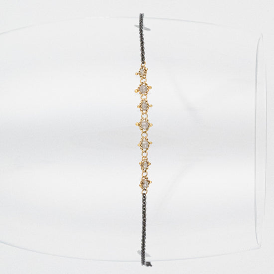 AMÁLI Petite Contrast Textile Bracelet in Silver Diamonds