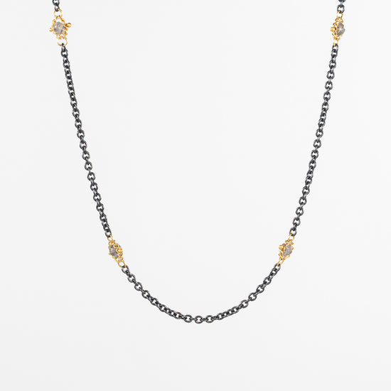 AMÁLI Textile Station Chain Necklace in Grey Diamond
