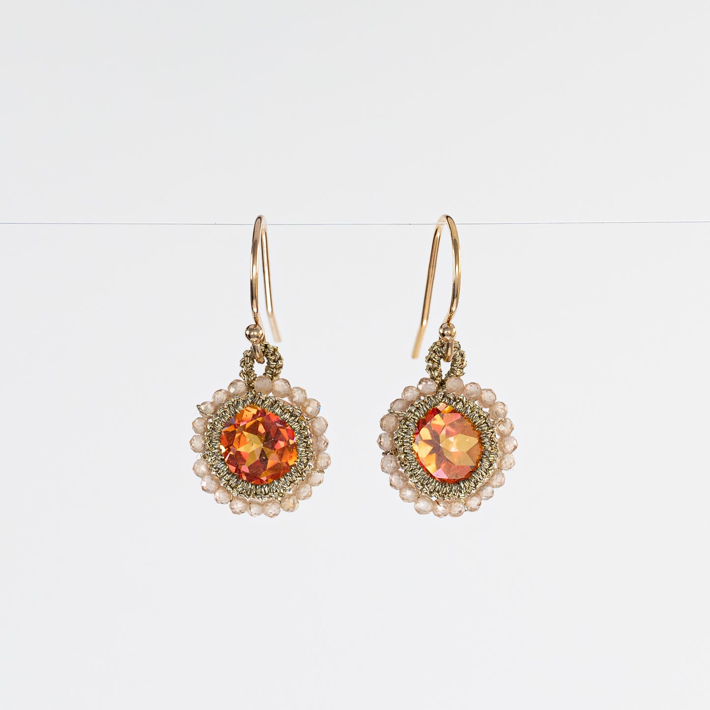 Load image into Gallery viewer, Danielle Welmond Caged Anastasia Topaz and Taupe Zircon Earrings
