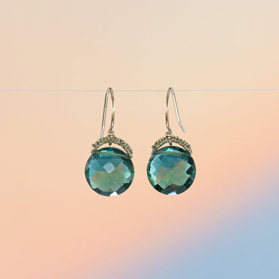 Load image into Gallery viewer, Danielle Welmond Petite Indicolite Coin Drop Earrings
