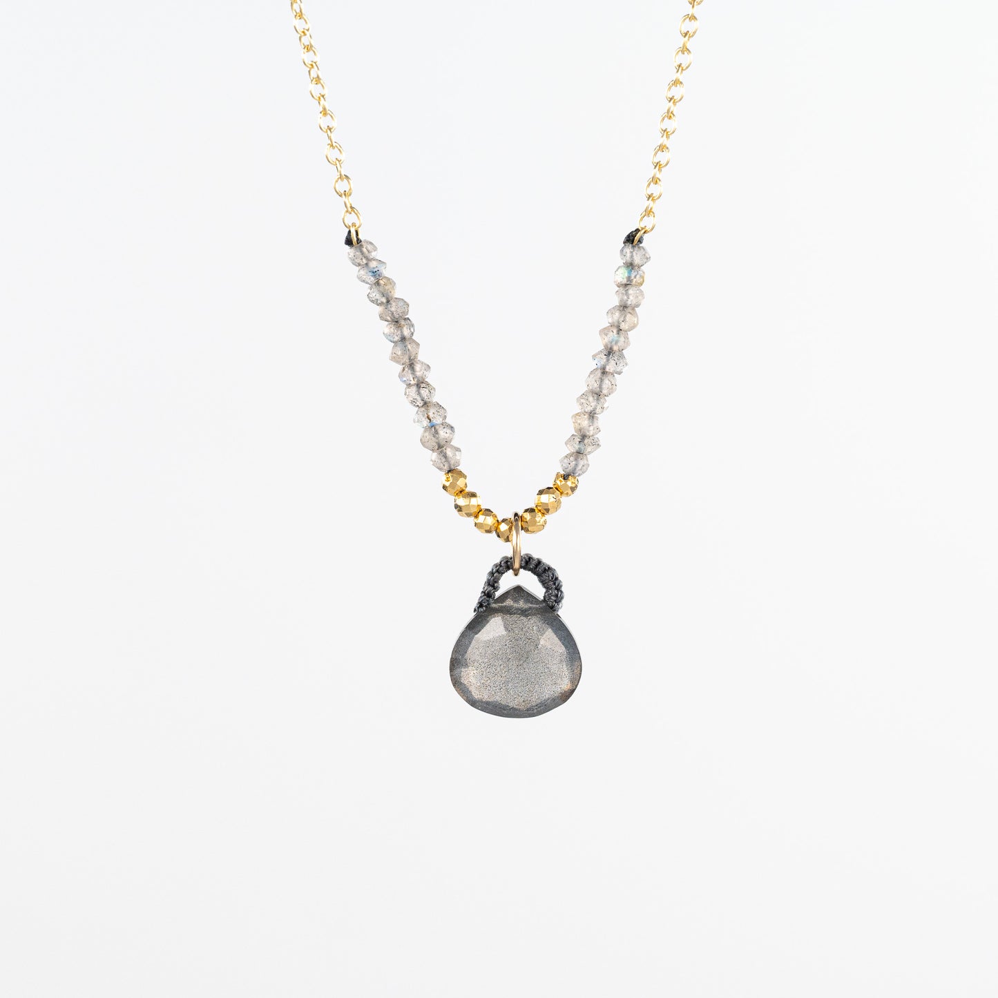 Danielle Welmond Labradorite Drop Necklace with Petite Labradorite Accent Beads