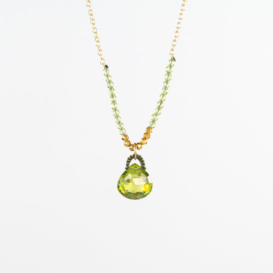 Load image into Gallery viewer, Danielle Welmond Peridot Drop Necklace with Petite Peridot Accent Beads
