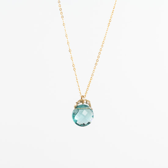 Load image into Gallery viewer, Danielle Welmond Petite Aquamarine Coin Drop Necklace
