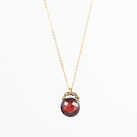 Load image into Gallery viewer, Danielle Welmond Petite Garnet Coin Drop Necklace
