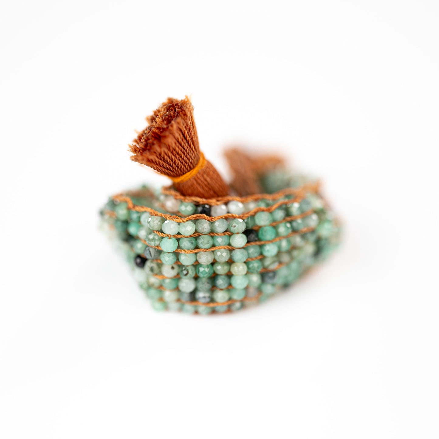 Emerald Assorted 7 Row Crochet Tassel Bracelet