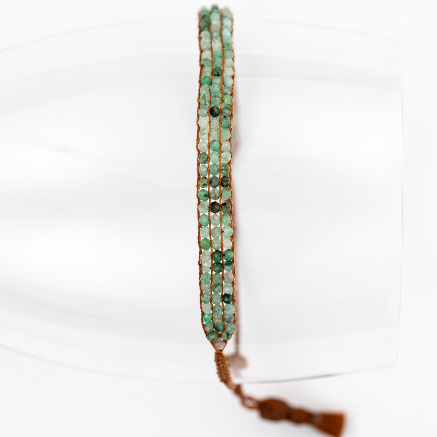 Petite Emerald Assorted 3 Row Crochet Tassel Bracelet