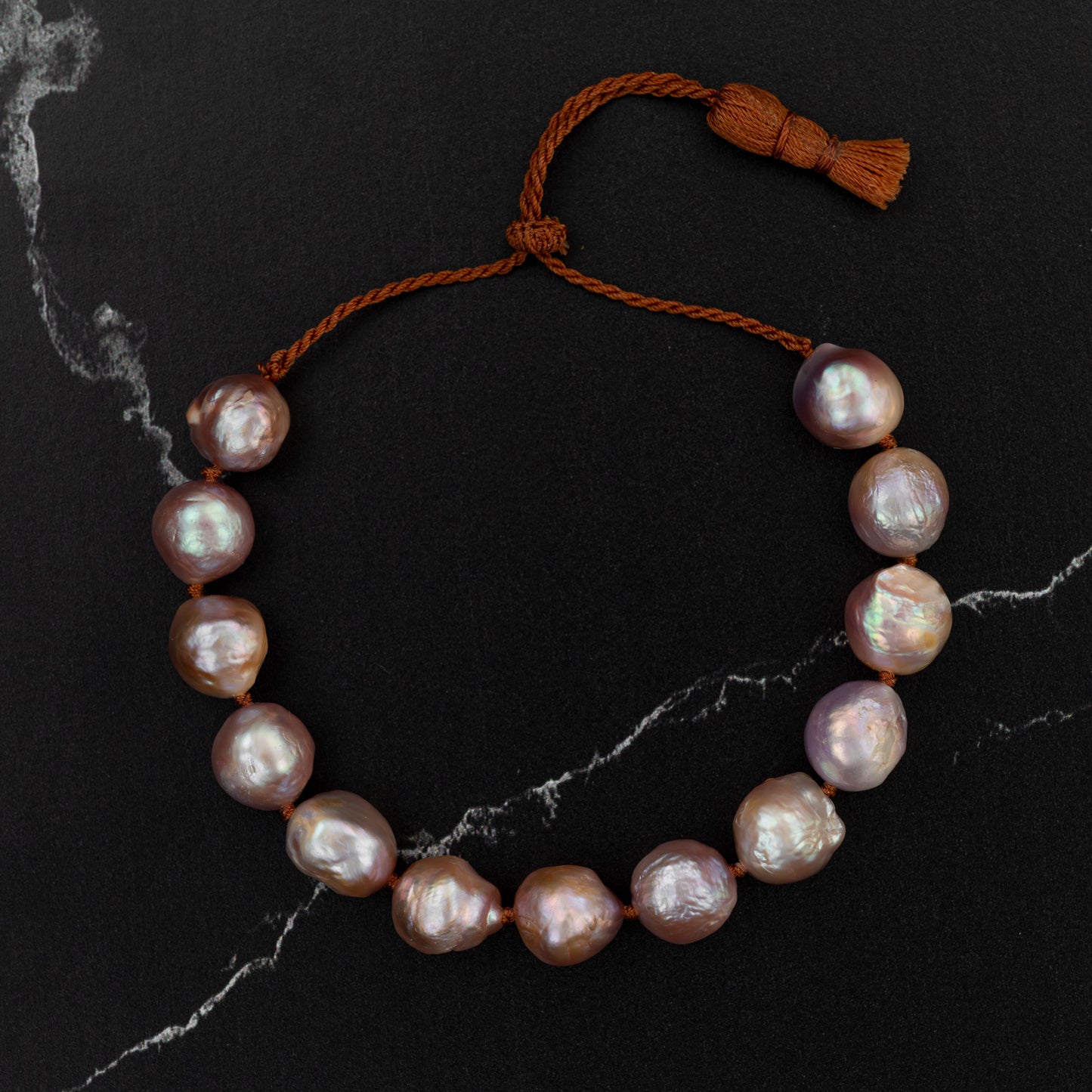 Chunky Lavender Pearl Tassel Bracelet