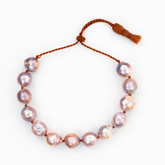 Chunky Lavender Pearl Tassel Bracelet