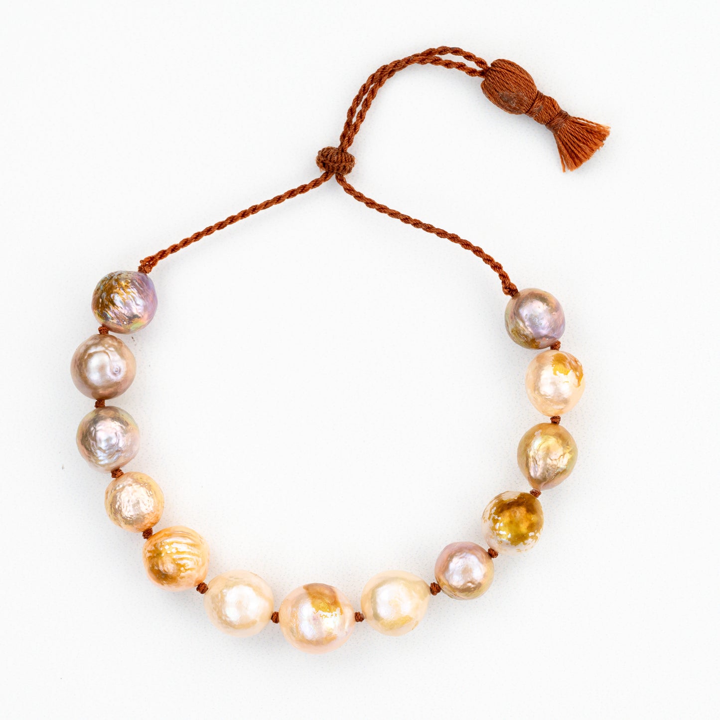 Chunky Peach Pearl Tassel Bracelet