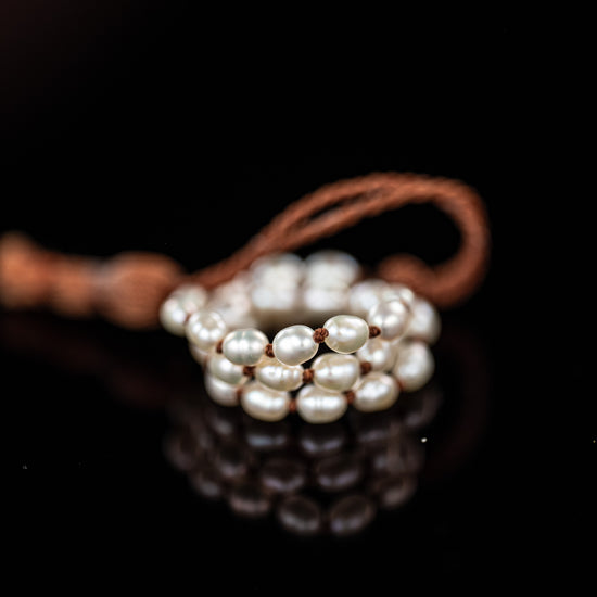 Tiny Beaded Oval White Pearl Bracelet