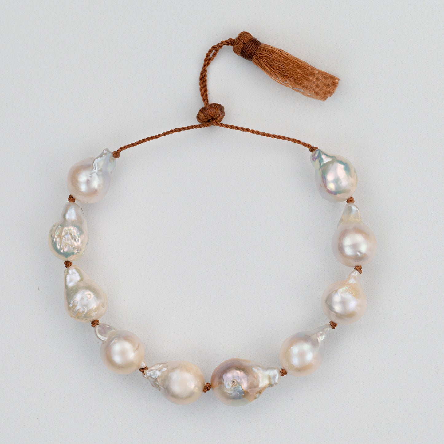 Chunky Baroque White Pearl Tassel Bracelet