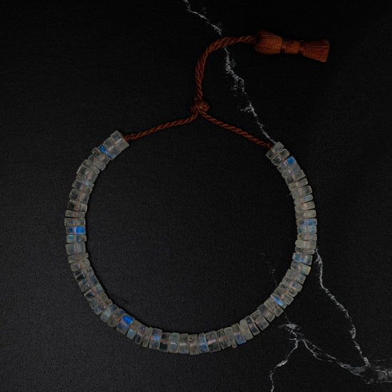 Moonstone Stacking Tube Tassel Bracelet