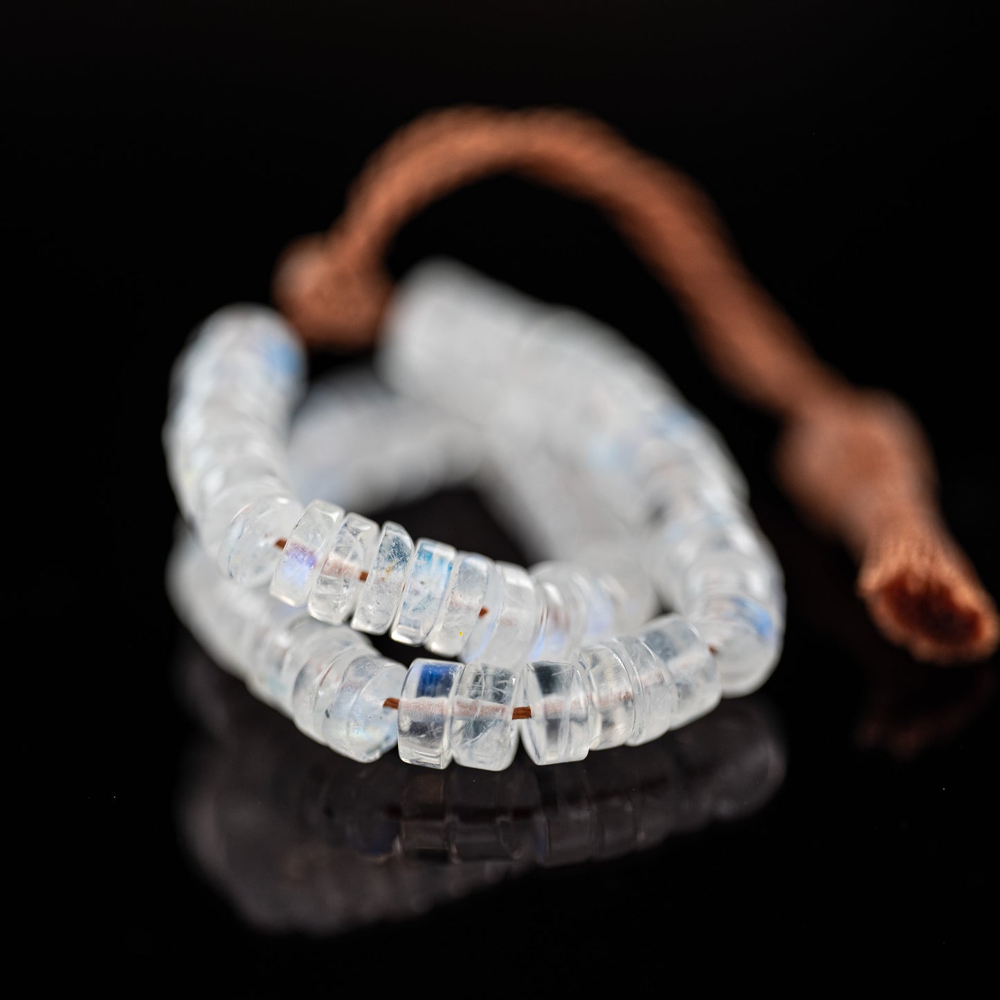 Moonstone Stacking Tube Tassel Bracelet