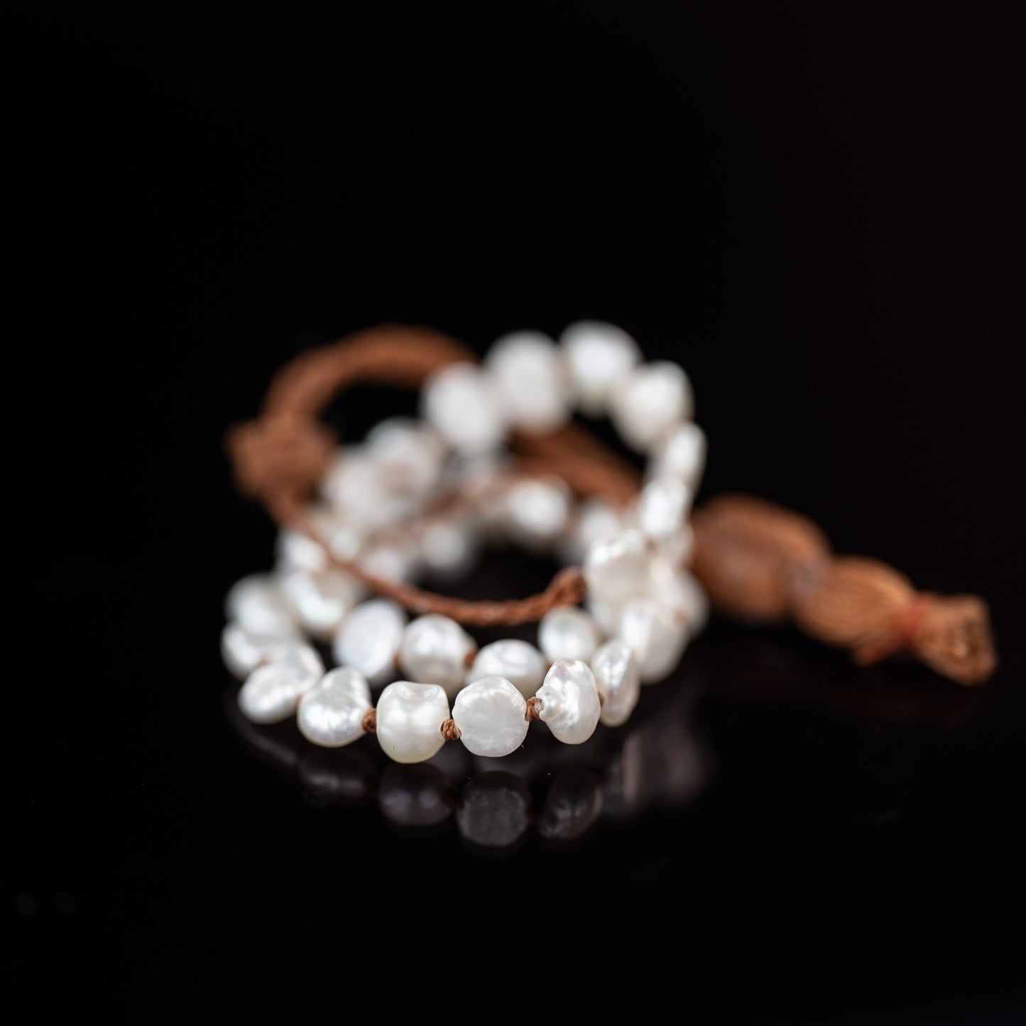 Tiny Beaded Flat White Pearl Bracelet