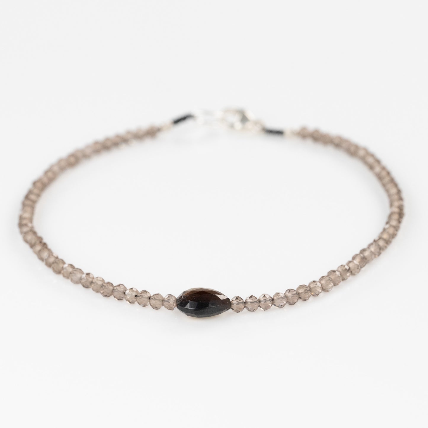 Grey Moonstone + Tourmaline Beaded Bracelet