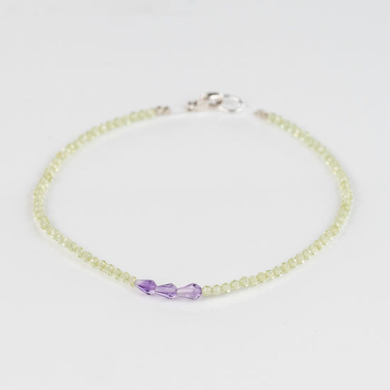 Load image into Gallery viewer, Peridot + Amethyst Special Order 6.25” Beaded Bracelet
