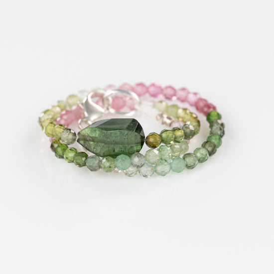 Load image into Gallery viewer, Tourmaline + Green Tourmaline Beaded Bracelet

