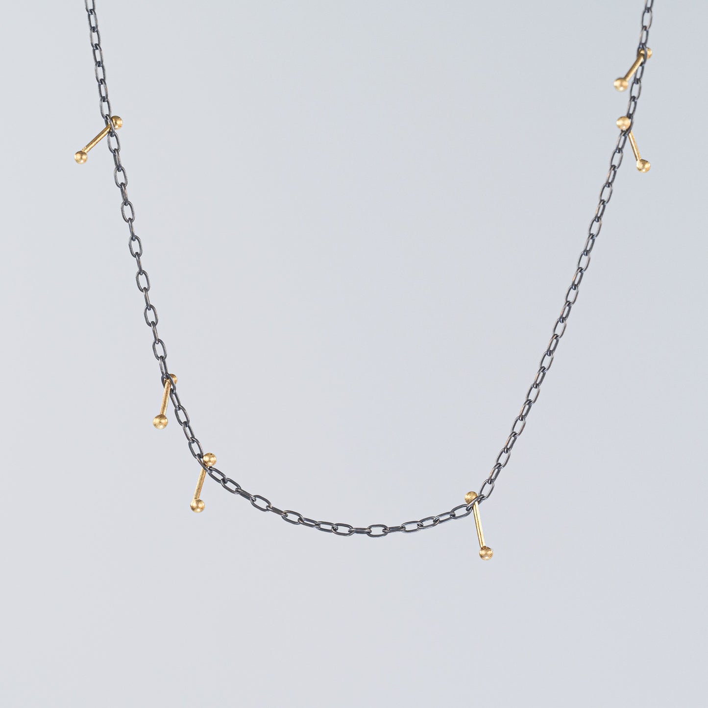 Load image into Gallery viewer, Oxidized Sterling Silver and 18K Pinned Necklace
