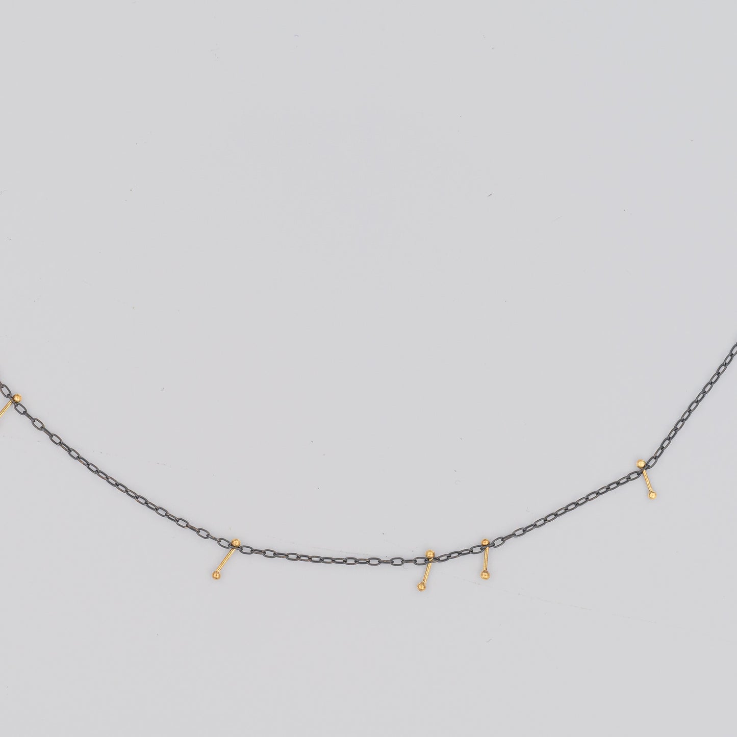 Oxidized Sterling Silver and 18K Pinned Necklace