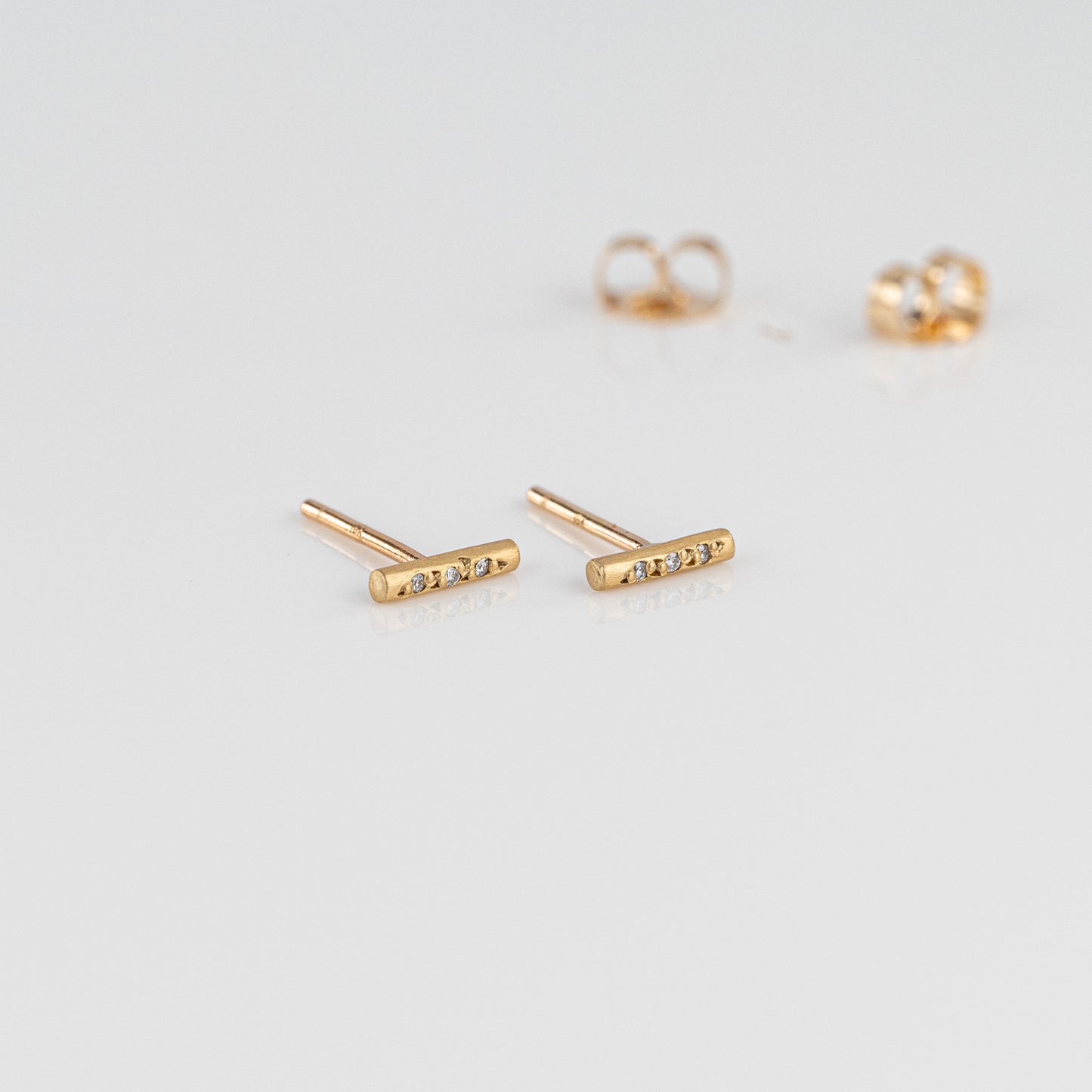 Load image into Gallery viewer, 18K Diamond Mini Stick Earrings
