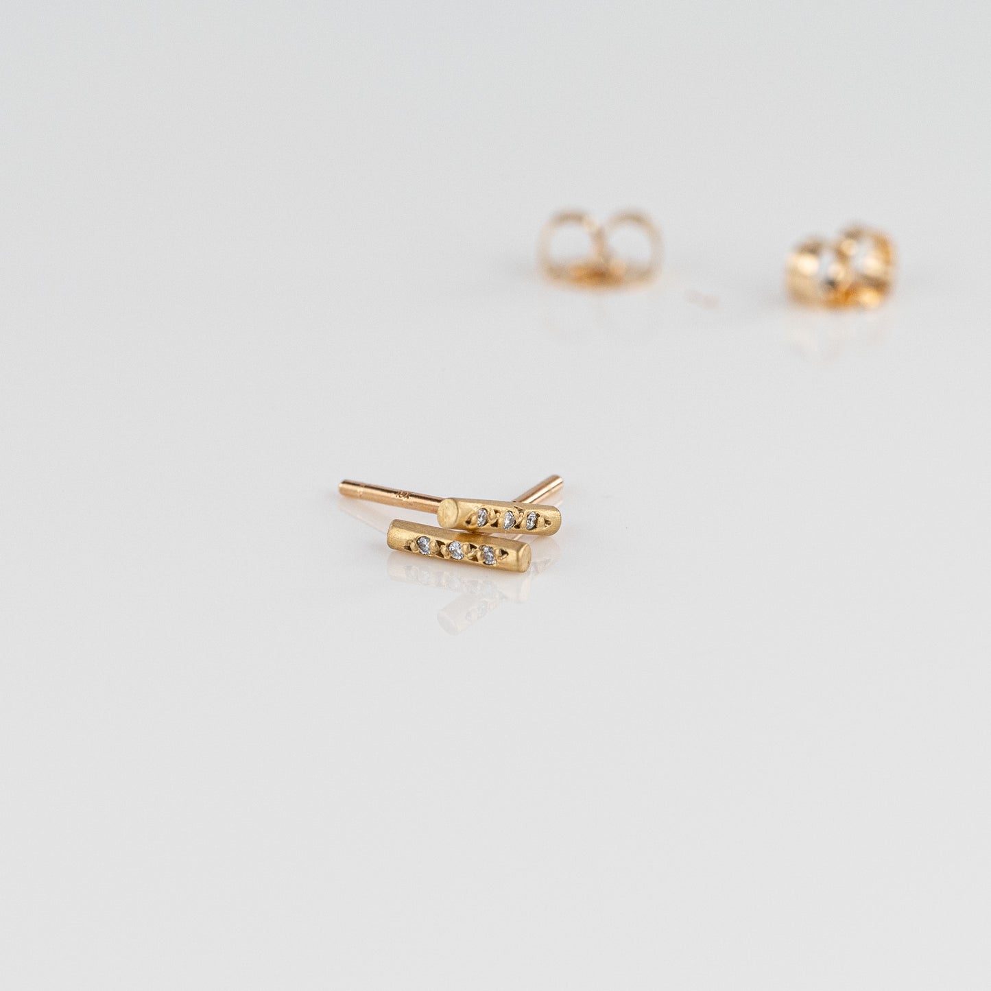 Load image into Gallery viewer, 18K Diamond Mini Stick Earrings
