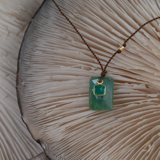 Rectangular Emerald + 18K Emerald Necklace