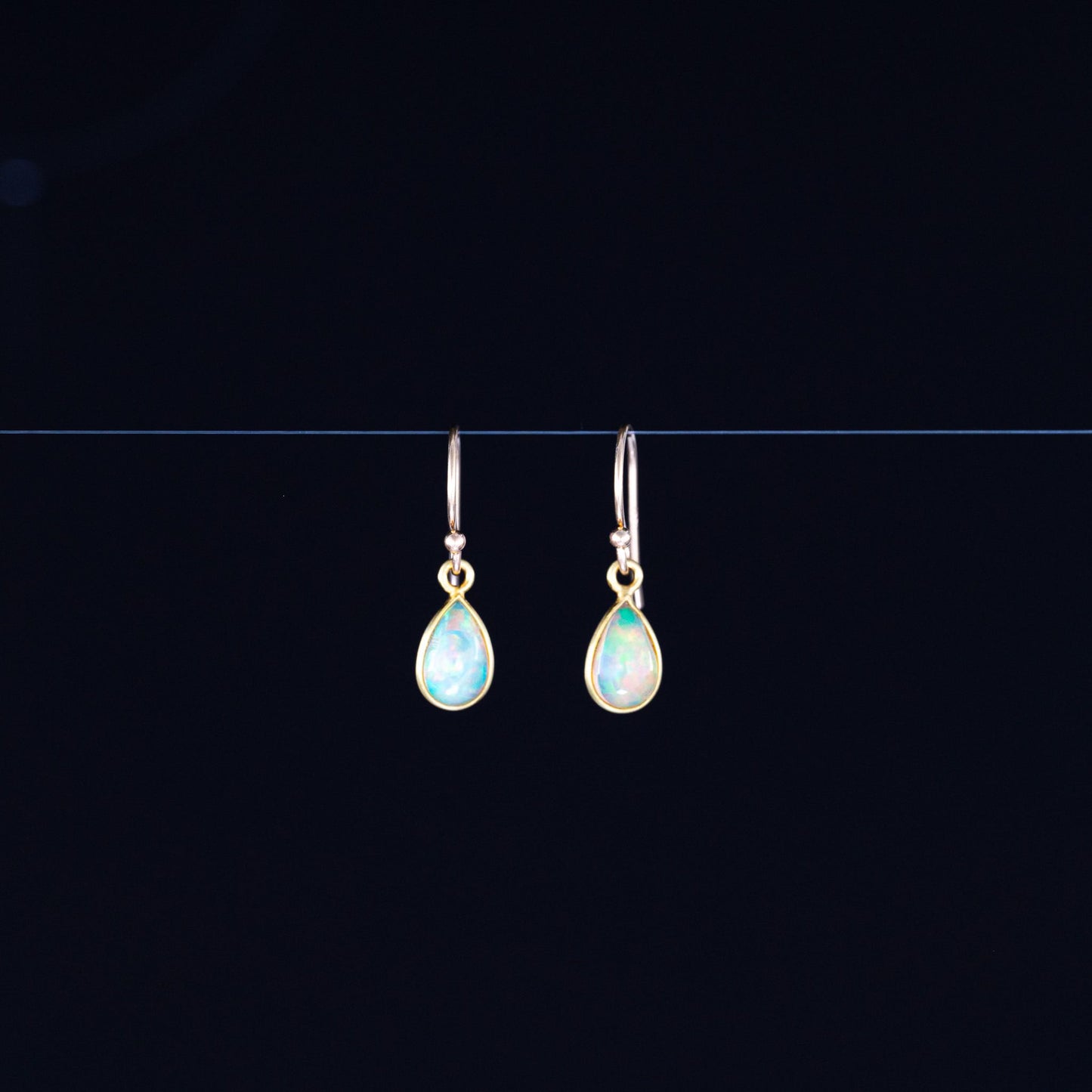 18K Yellow Gold Teardrop Opal Dangle Earrings