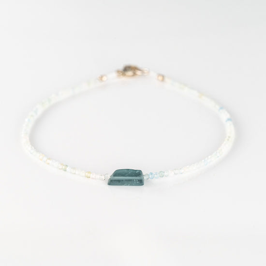 Aquamarine + Tourmaline Beaded Bracelet
