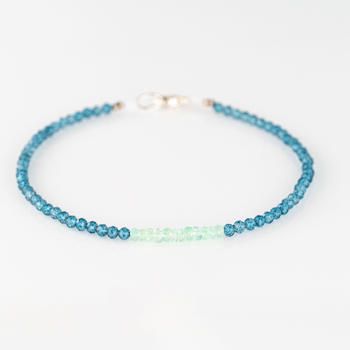 London Blue Quartz + Emerald Beaded Bracelet