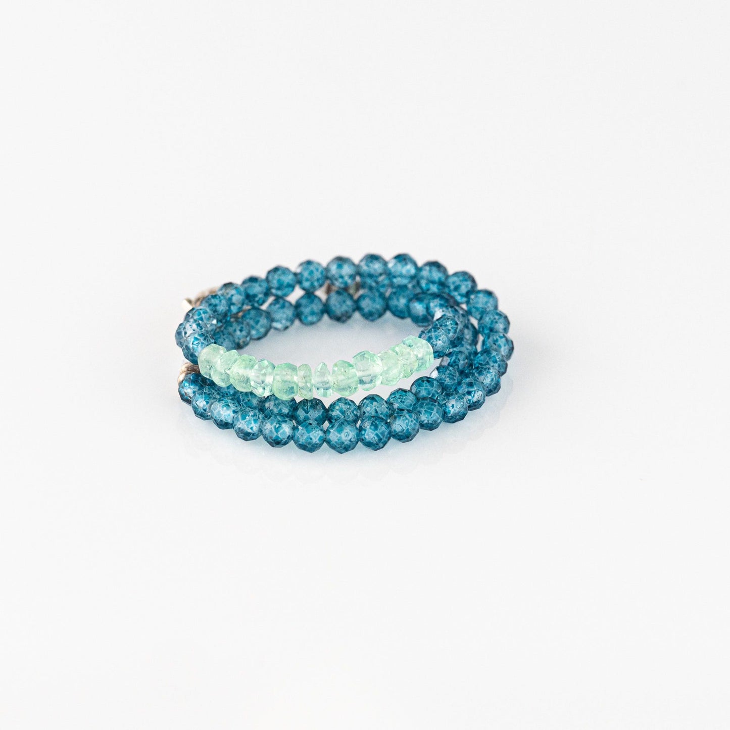 London Blue Quartz + Emerald Beaded Bracelet