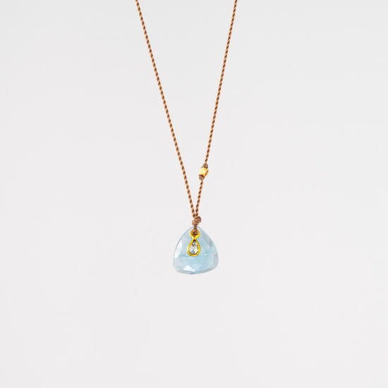 Triangular Aquamarine + 18K Diamond Necklace