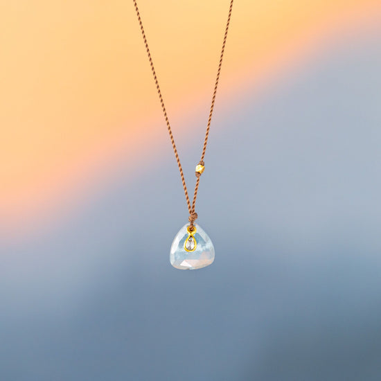 Triangular Aquamarine + 18K Diamond Necklace