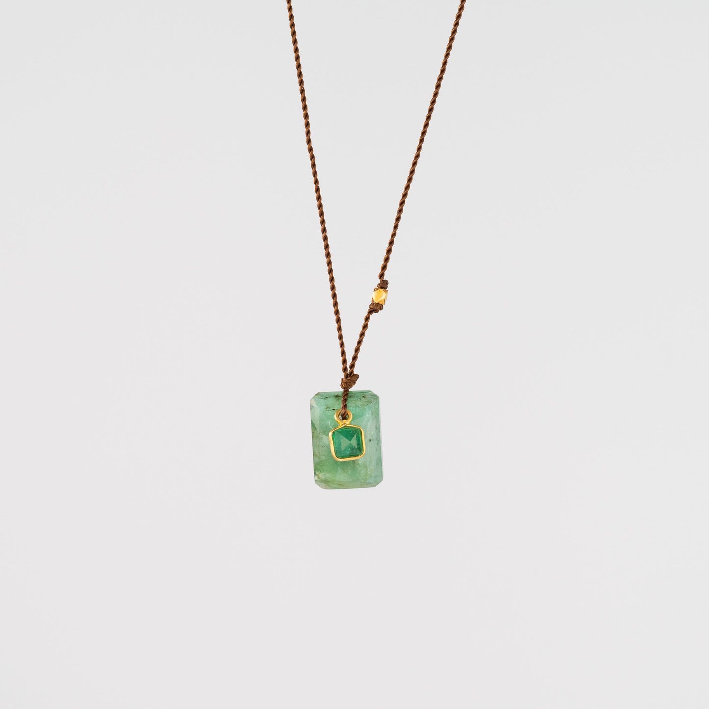 Rectangular Emerald + 18K Emerald Necklace