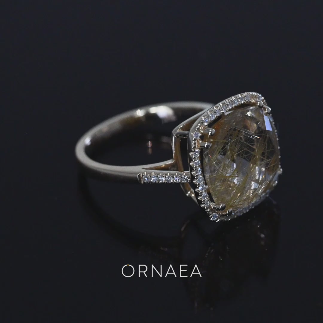 Load and play video in Gallery viewer, LIVEN 14K One-of-a-Kind Rutilated Quartz Ring
